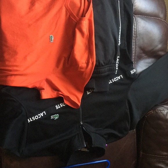 orange lacoste sweatsuit